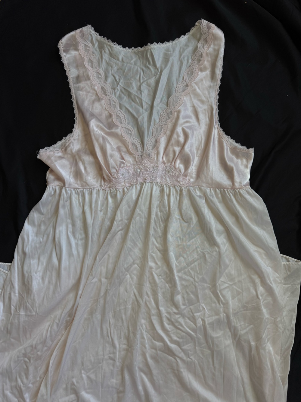 Vintage 90s Luxury Lace-Trim Satin Chemise - Blush Pink